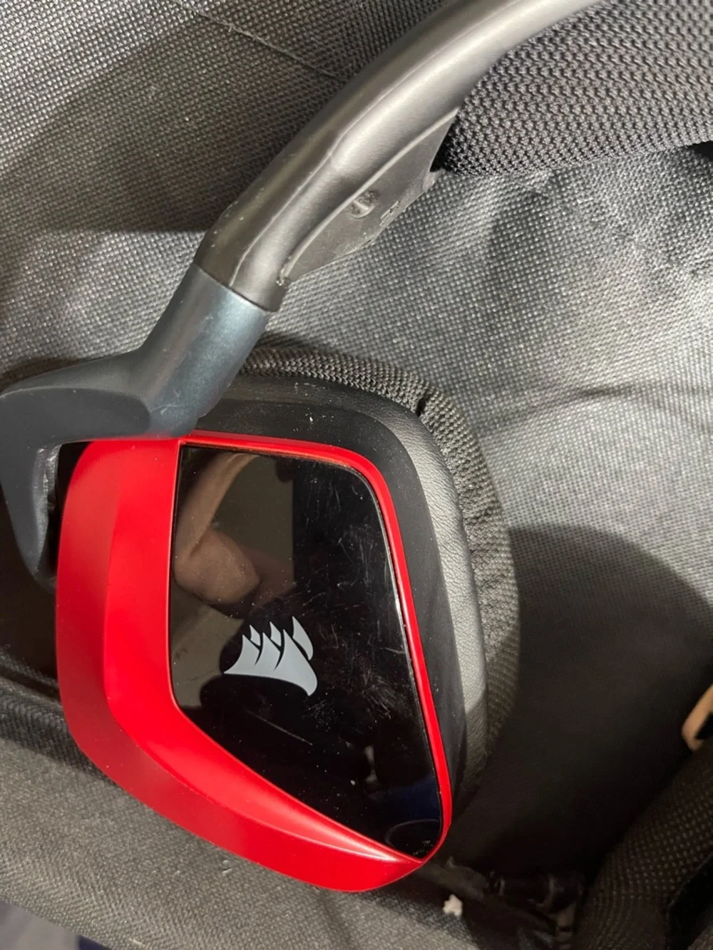 Corsair Black Over-Ear Gaming Headset with Red Trim